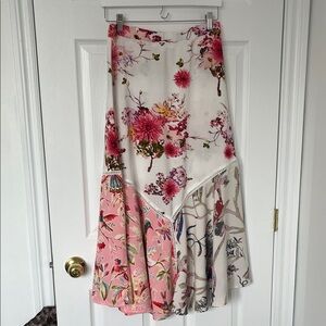 Chelsea & Theodore Asymmetrical Floral Skirt - Pink and Cream